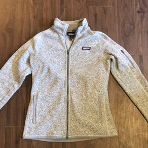 Gray Patagonia zip-up sweatshirt